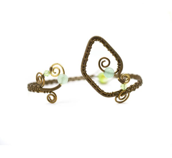 Bracelet Wire wrapping - Bijoux de Créateur, Artisanat - Bracelet « Promenade dans la Prairie » avec perles aventurine verte et péridot