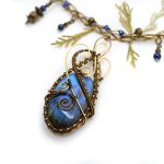 Collier d'exception Wire wrapping unique - Bijoux de Créateur, Artisanat - Collier "Songe Gaelique" en Labradorite bleue