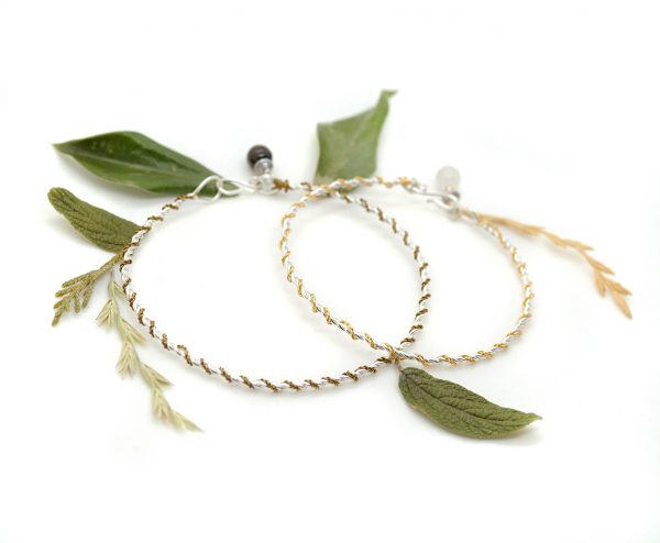 Bracelet tressé en Wire wrapping - Bijoux de Créateur, Artisanat français - Bracelet « Katja » décoré d'une jolie perle de pierre fine