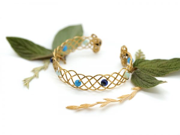 Bracelet tressé en Wire wrapping - Bijoux de Créateur, Artisanat français - Bracelet « Entrelacs du courant », inspiration celtique