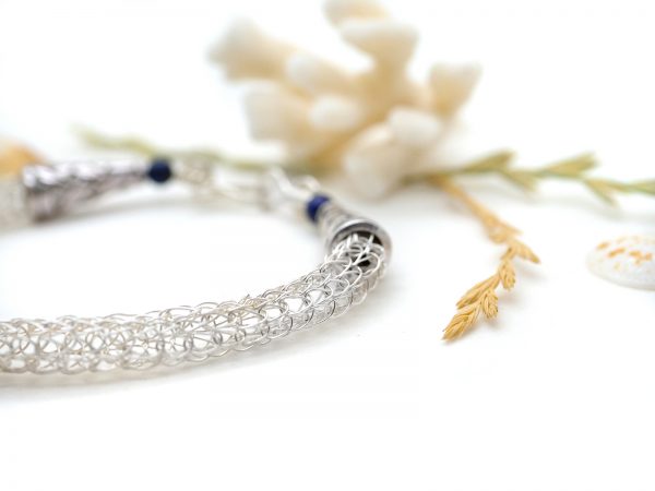 Bracelet Viking knit / maille viking / trichinopoly - Bijoux de Créateur, Artisanat - Bracelet tressé « Esprit viking - Borghild » avec perle de lapis lazuli