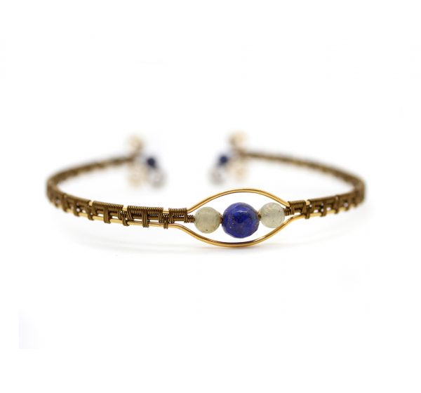 Bracelet Wire wrapping - Bijoux de Créateur, Artisanat français - Bracelet « Secret de Velana » avec perles lapis-lazuli et labradorite