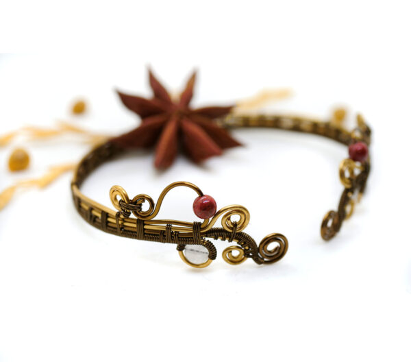 Bracelet Wire wrapping unique - Bijoux de Créateur, Artisanat français - Bracelet "Noblesse Souveraine" décoré de pierres semi précieuses - Made in France