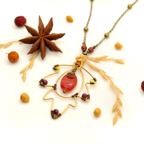 Collier « Feuille Virevoltante » ~ Mini-collection Automne 2021 ~