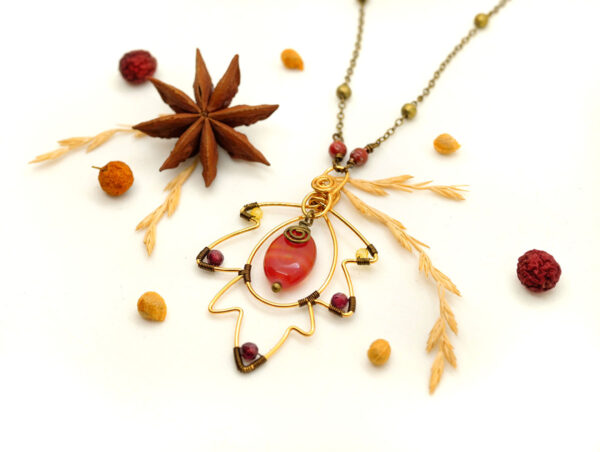 Collier "Feuille Virevoltante" - Bijou en Wire wrapping - Artisanat made in France - MYSTYOS : artisan d'art