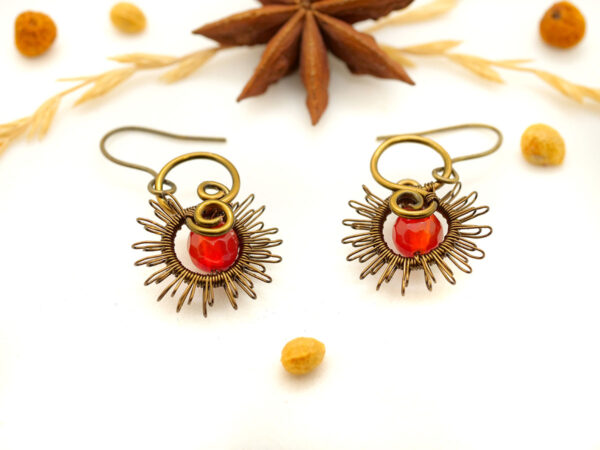 Boucles d'oreilles "Soleil d'Automne" - Bijou en Wire wrapping - Artisanat made in France - MYSTYOS : artisan d'art