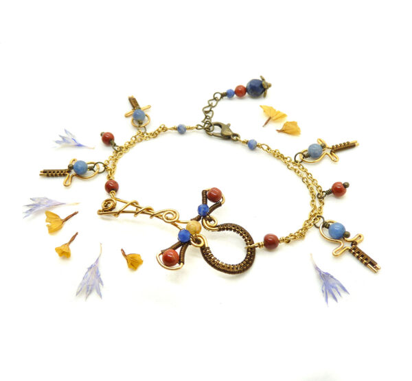 Bracelet wire wrapping "Ankh" - Collection "Regard sur l'Ancienne Egypte" - Bijoux en Wire wrapping et pierres gemmes - artisanat made in France - MYSTYOS : Artisan d'art