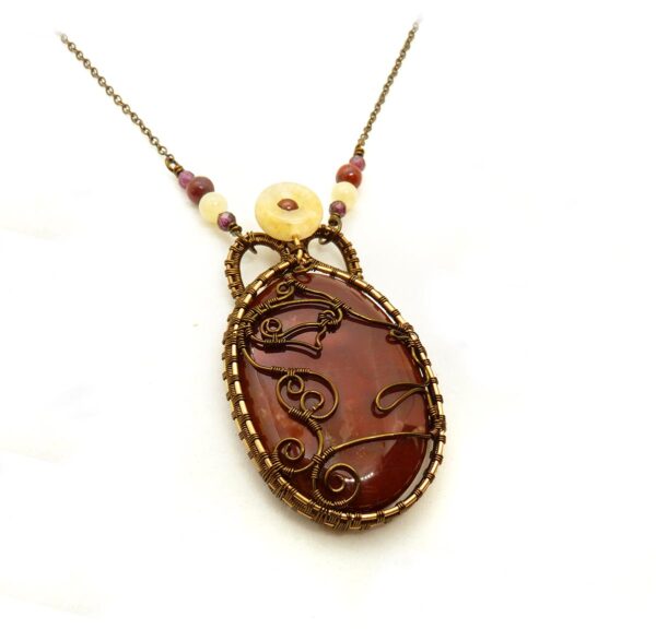 Collier wire wrapping "Sekhmet" - Collection Égypte : "Sous le regard des Dieux" - Bijoux en Wire wrapping et pierres gemmes - artisanat made in France - MYSTYOS : Artisan d'art