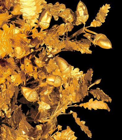 Bijoux de la Grèce antique - Détails de la couronne de feuille en or